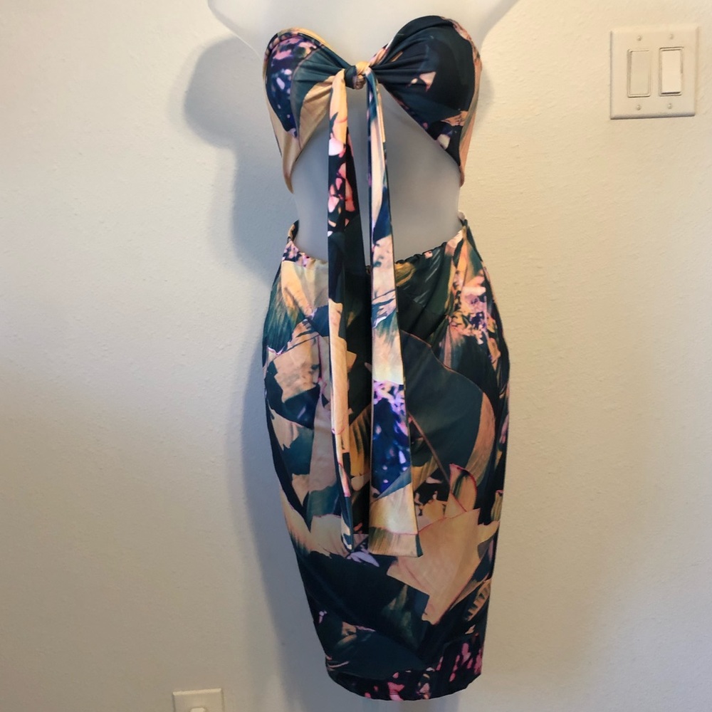 ABSTRACT PRINT STRAPLESS PARTY DRESS ASOS